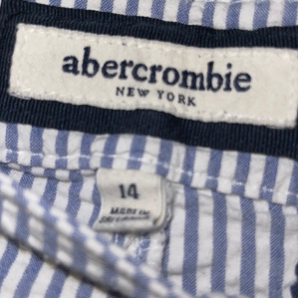 Abercrombie blue and white seersucker shorts with embroidery logo size 14 - Picture 4 of 4